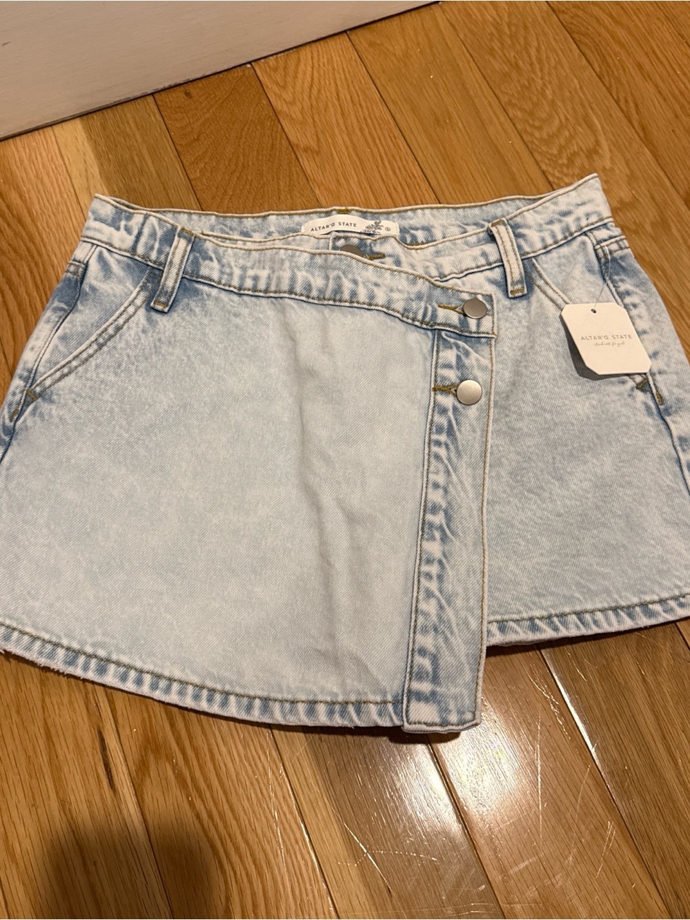Altartd State Light Wash Denim Mini Skirt